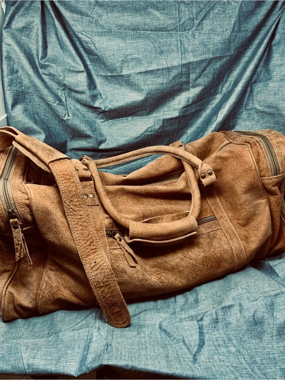Myra Brown Leather Duffel Bag - Classic Travel Weekender NWOT